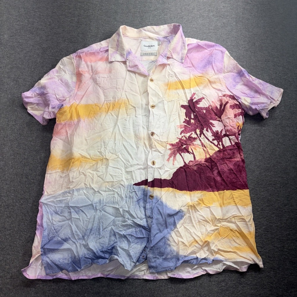 Goodfellow & Co Standard Sunset Short‎ Sleeve Button Up Size XL
